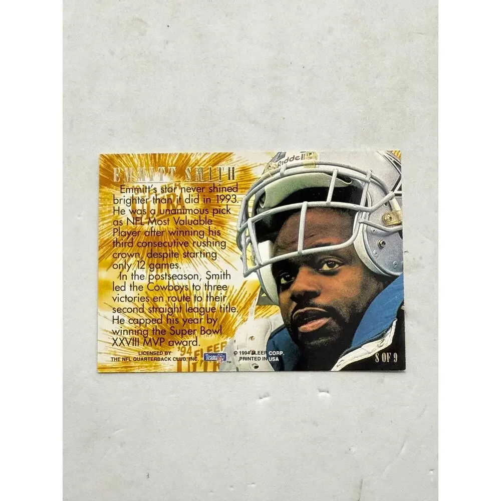 1994 Fleer Ultra Star Emmitt Smith Gold Foil Insert Card 8 of 9